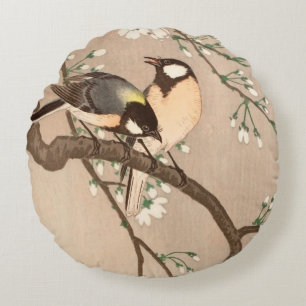 Coussins Ronds Japonais Asiatique Koson Bird Chickadee Songbird