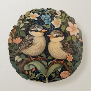 Coussins Ronds Jardin botanique de deux mignons bébés oiseaux