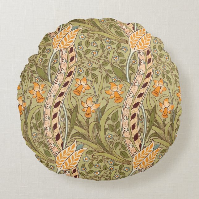 Coussins Ronds Jardin de jonquilles de William Morris Fleur Class (Devant)