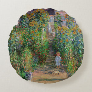 Coussins Ronds Jardin de Monet Vetheuil Impressionim Peinture de