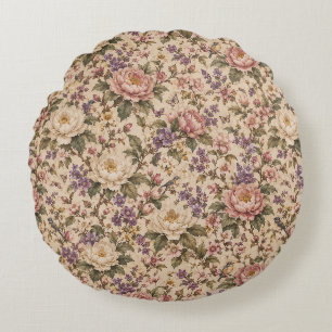 Coussins Ronds Jardin de roses botaniques vintage et motif papill