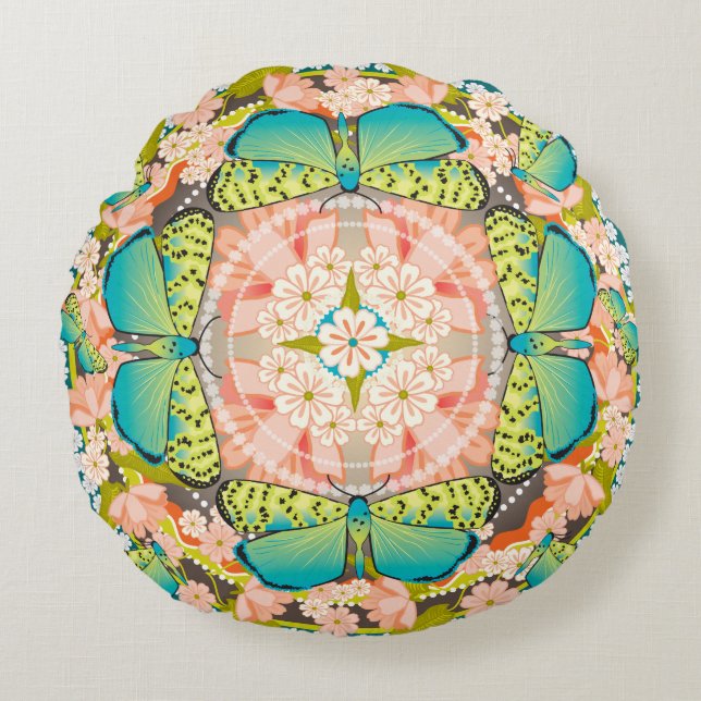 Coussins Ronds Jardin des papillons (Devant)