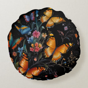 Coussins Ronds Jardin des papillons lunaires