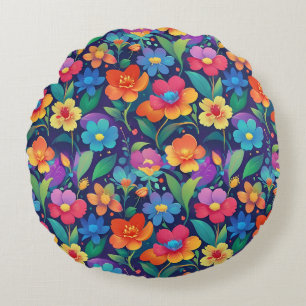 Coussins Ronds Jardin d'été coloré Floral Motif sans couture