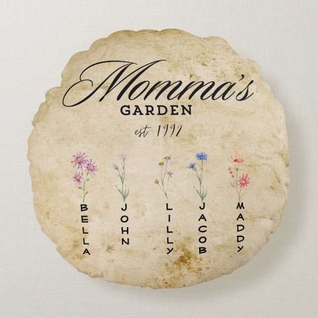 Coussins Ronds Jardin Fleur sauvage de Mommas personnalisé (Devant)
