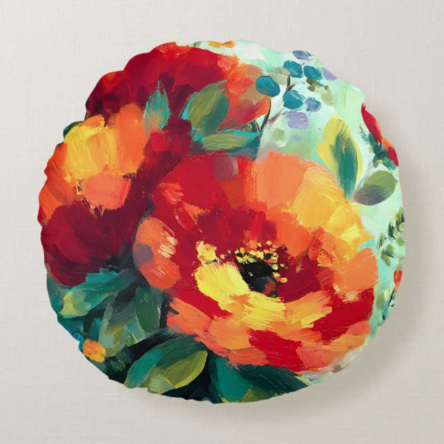Coussins Ronds Jardin floral flamboyant (Devant)