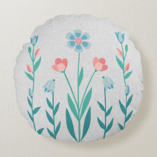 Coussins Ronds Jardin Floral Parfait - Sarcelle et Rose