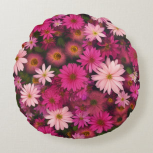 Coussins Ronds Jardin Marguerite Rose - Décoration Florale Lumine