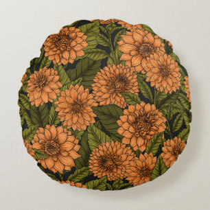 Coussins Ronds Jardin Orange Dahlia