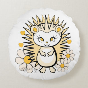 Coussins Ronds Jaune Girly mignon de hérisson