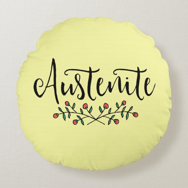 Coussins Ronds Jaune Jane Austen Floral Austenite (Devant)