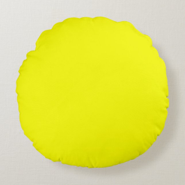 Coussins Ronds Jaune Néon Couleur Unie (Devant)