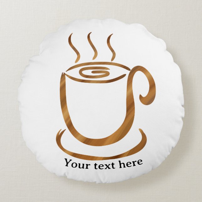 Coussins Ronds Java Steaming Cup | Wooden Curvy Coffee & Tea (Devant)