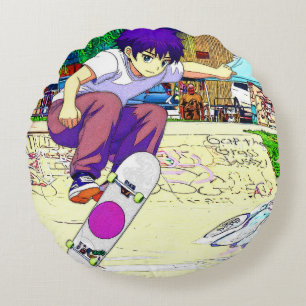 Coussins Ronds Je le fais - Jeune skateur