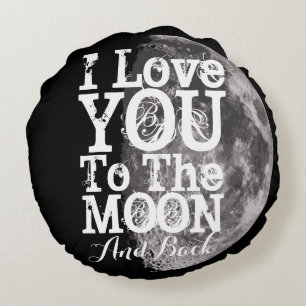 Coussins Ronds Je t'aime à la lune et au dos