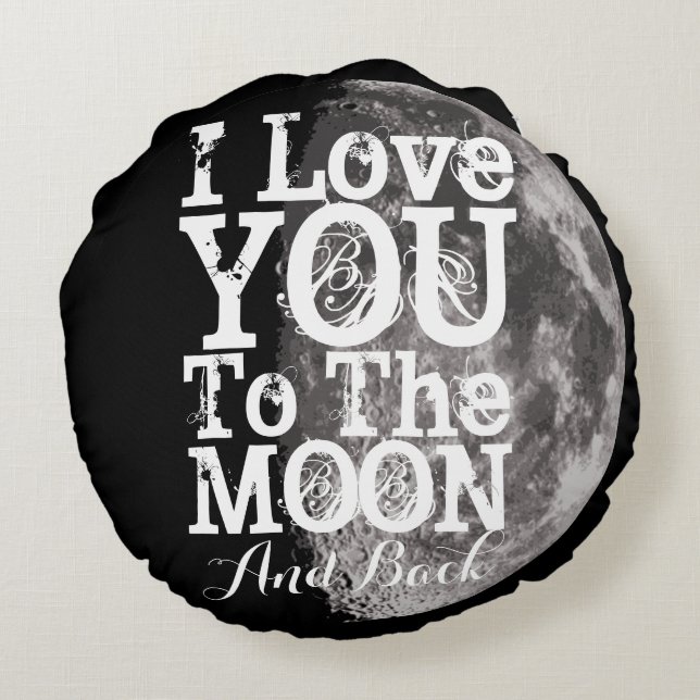 Coussins Ronds Je t'aime à la lune et au dos (Dos)