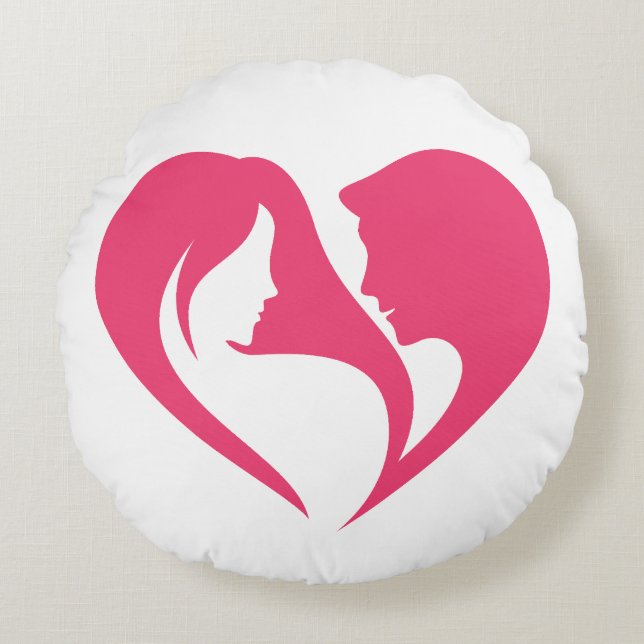 Coussins Ronds Je t'aime du coeur. (Devant)