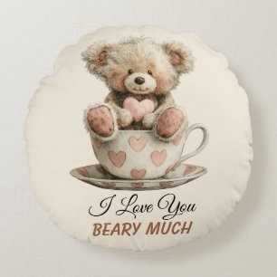 Coussins Ronds Je t'aime énormément sur carte postale de tasse