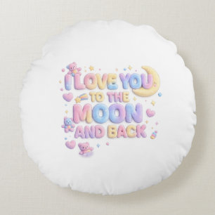 Coussins Ronds Je t'aime jusqu'à la Lune et Retour – Ourson paste