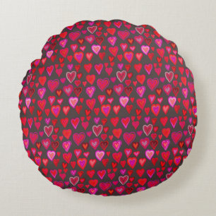 Coussins Ronds Je t'aime, motif de coeur de Noël