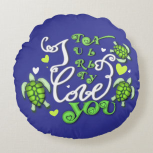 Coussins Ronds Je t'aime tortueusement - Saint Valentin