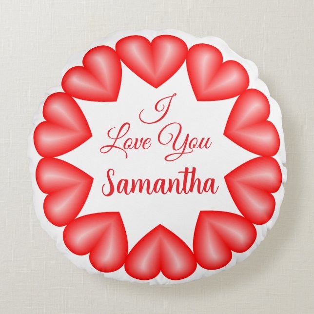 Coussins Ronds Je vous aime 3d coeurs cercle cadre (Devant)