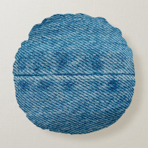 Coussins Ronds Jeans ferme arrière - plan. Dénim couture. Bleu f