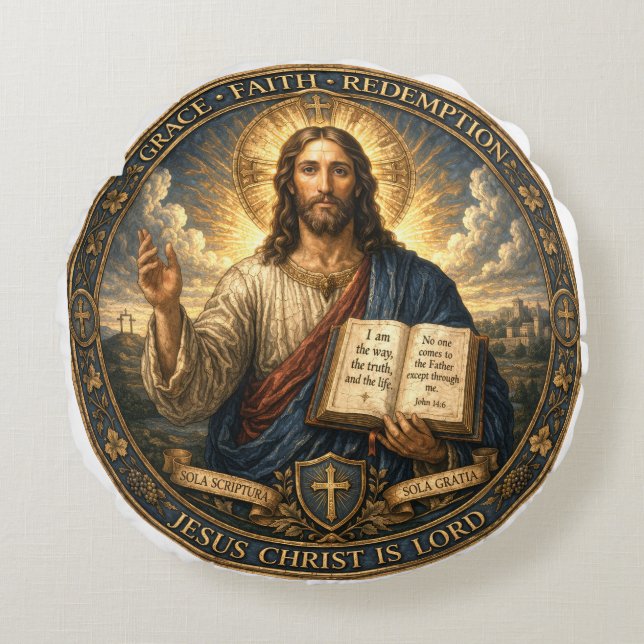 Coussins Ronds Jésus-Christ est Seigneur (Devant)