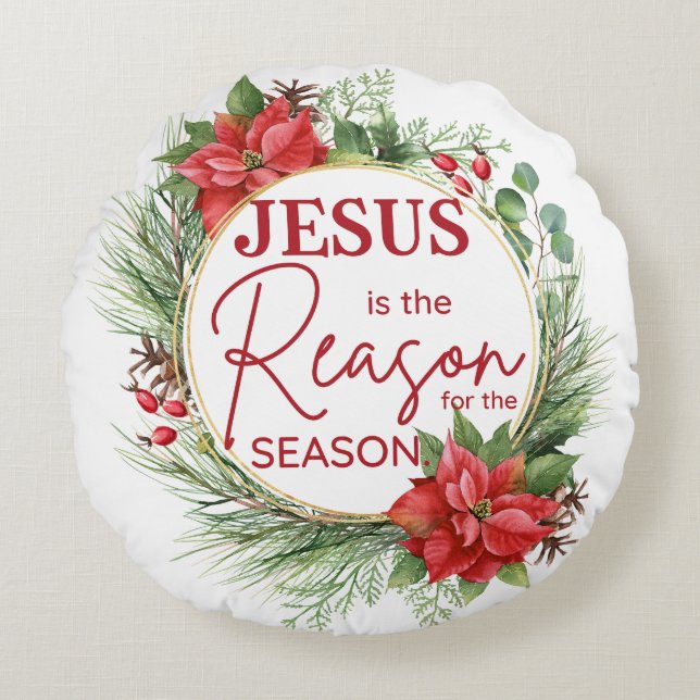 Coussins Ronds Jésus est la raison de la saison Noël (Devant)