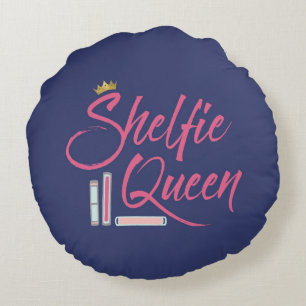 Coussins Ronds Jet bleu de la Reine de Shelfie de Booklover