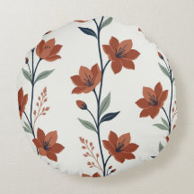 Jeté rond floral botanique en terre cuite et marin