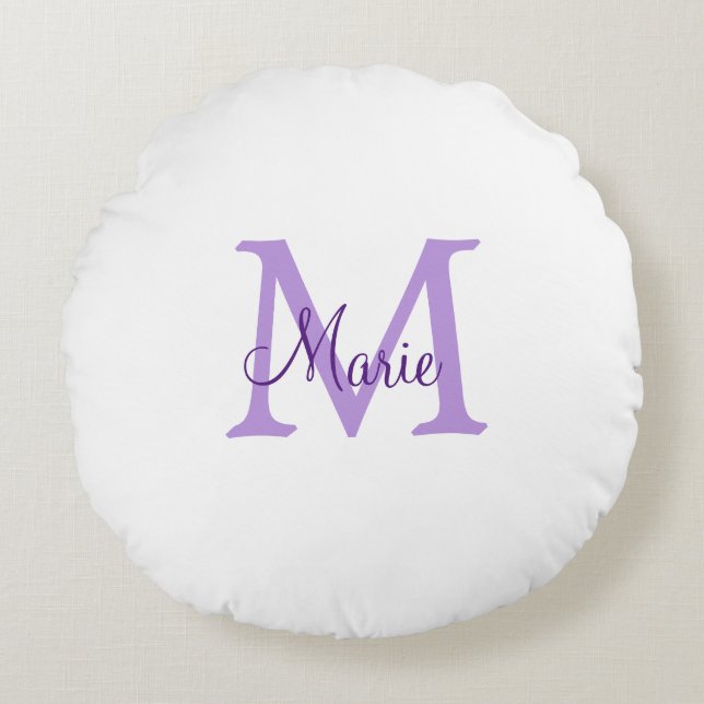 Coussins Ronds jeté simple minimal ajouter nom monogramme rose ro (Devant)