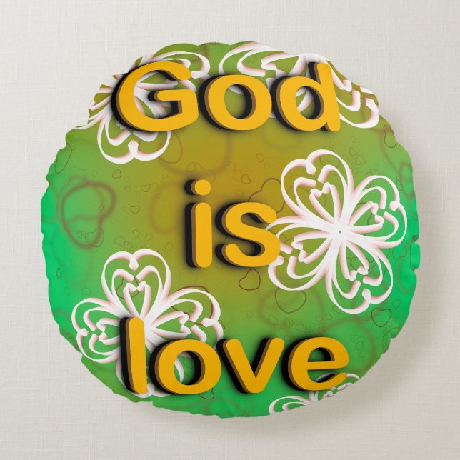 Coussins Ronds Jeter Oreiller Dieu est amour (Devant)