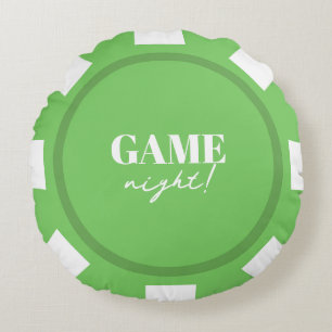 Coussins Ronds Jetons de poker verts pour soirée de jeux Party