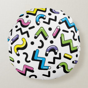 Coussins Ronds Jeu géométrique : Motif de formes de Doodles