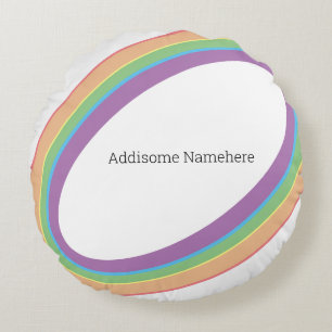Coussins Ronds Joli Arc-en-ciel Rétro Amusant  Ajoutez Votre Nom