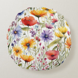Coussins Ronds Joli Art Fleur sauvage coloré