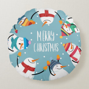 Coussins Ronds Joli bonhomme de neige Joyeux Noël Festivals