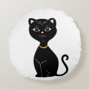 Coussins Ronds Joli chat noir