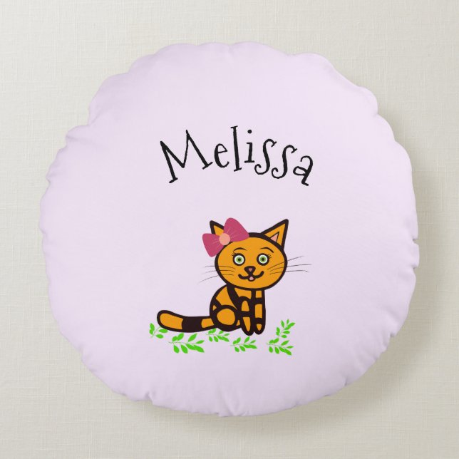 Coussins Ronds Joli chat orange (Devant)