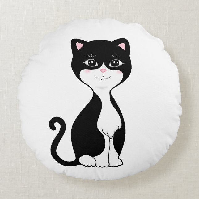 Coussins Ronds Joli chat smoking heureux (Devant)