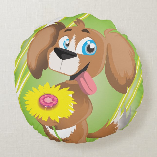 Coussins Ronds Joli Chien (Dos)