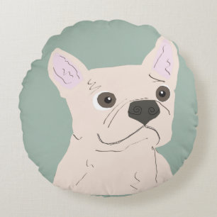 Coussins Ronds Joli Chien, Bleu Poussiéreux