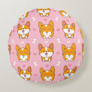 Coussins Ronds Joli chien de corgi sans couture motif