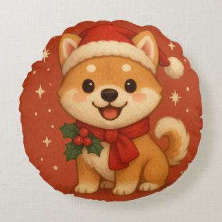 Coussins Ronds Joli Chien de Noël