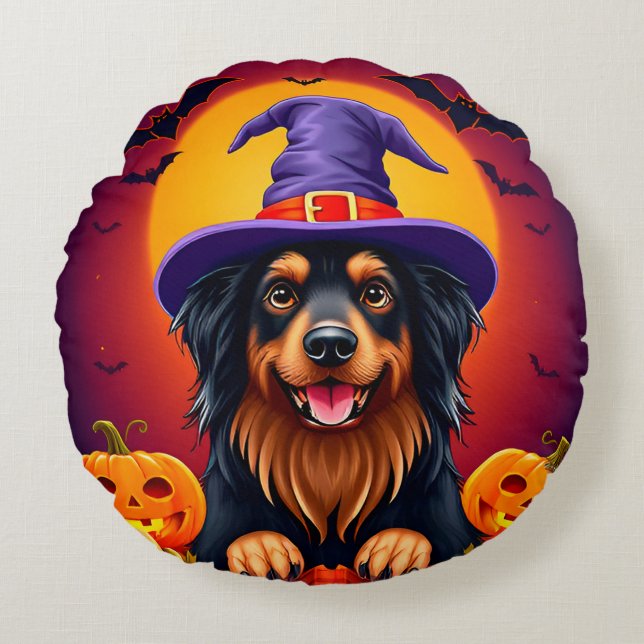 Coussins Ronds Joli chien d'Halloween (Devant)
