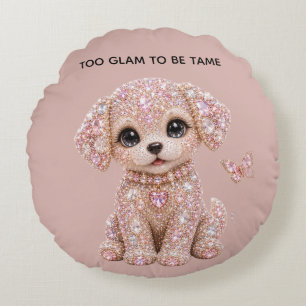 Coussins Ronds Joli Chien en Cristal Rose