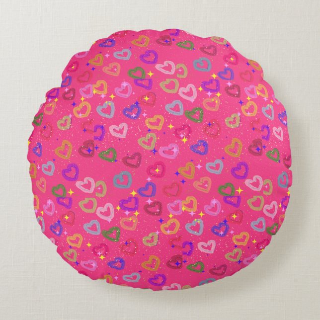 Coussins Ronds Joli cœur coloré  (Devant)