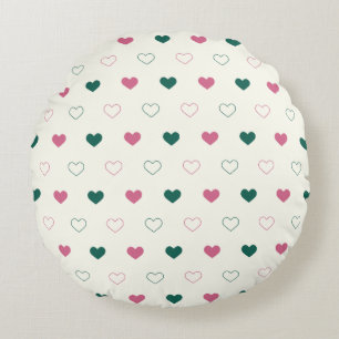 Coussins Ronds Joli cœur simple rose/crème sans couture