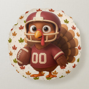 Coussins Ronds Joli dindon de football du jour de Thanksgiving
